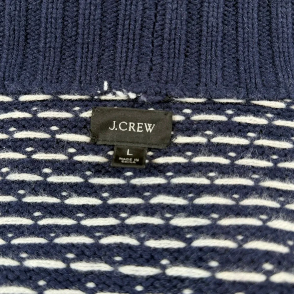 J.Crew Merino Wool Birdseye Shawl Collar Cardigan Mens Large Navy Blue